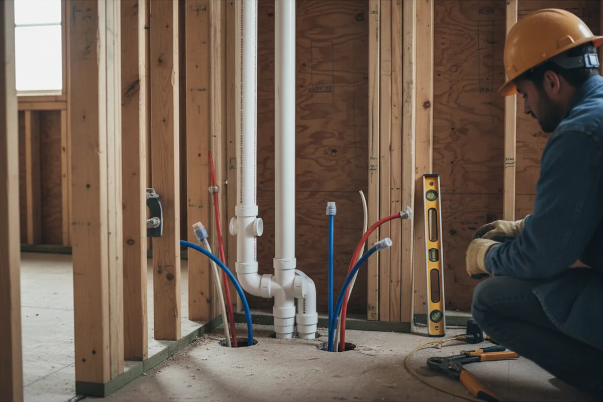 Drain and supply rough-in during Leak Detection in Edgewood